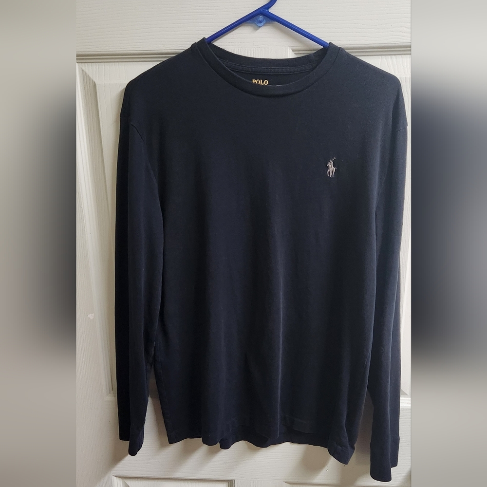 Mens M Polo Ralph Lauren black jersey long sleeve t-shirt.